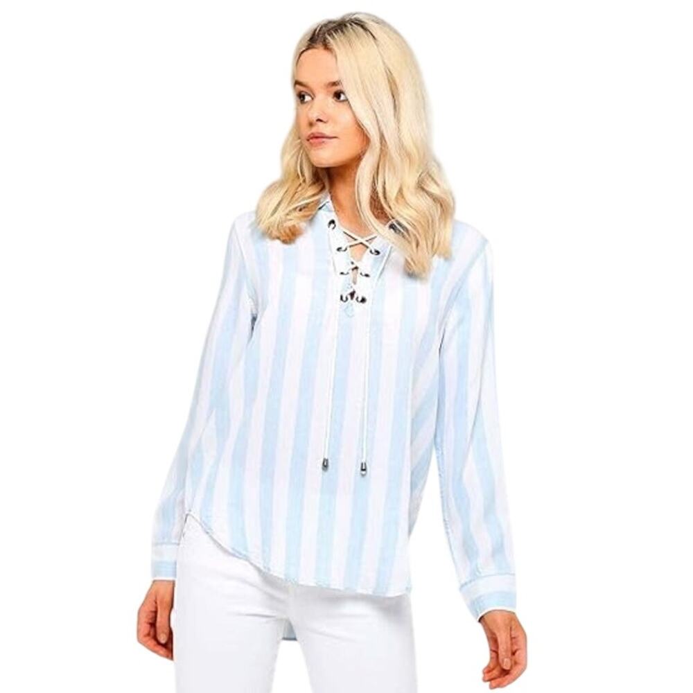 RAILS Women's Uli Lace-up Top Size S In Block Stripe